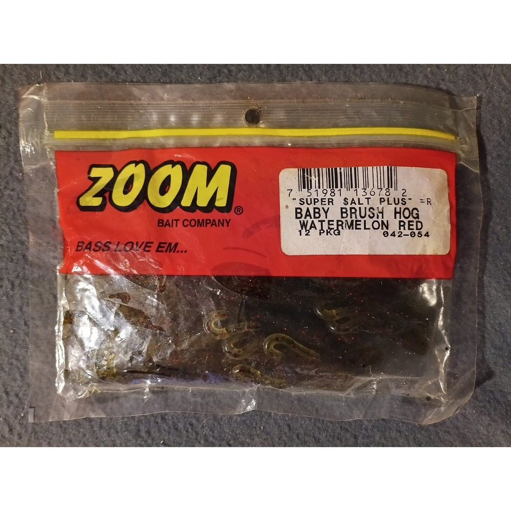 Zoom Baby Brush Hog Watermelon Red Soft Plastic Creature Bait 12 Pack Bass